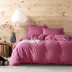 Home Textile Three-piece Duvet Cover Bedding Solid Color Duvet Cover Kit Pi-Mart