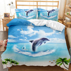 Underwater World Whale Shark Cross-Border Foreign Trade Quilt Cover Three-Piece Set Four-Piece 3D Digital Printing Brushed BeddingSet Pi-Mart