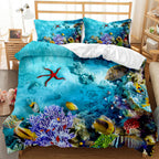 Underwater World Whale Shark Cross-Border Foreign Trade Quilt Cover Three-Piece Set Four-Piece 3D Digital Printing Brushed BeddingSet Pi-Mart