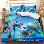 Underwater World Whale Shark Cross-Border Foreign Trade Quilt Cover Three-Piece Set Four-Piece 3D Digital Printing Brushed BeddingSet Pi-Mart