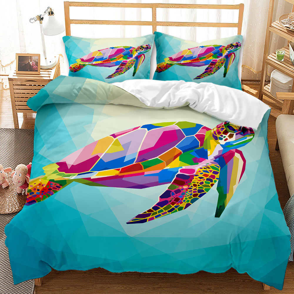 Underwater World Whale Shark Cross-Border Foreign Trade Quilt Cover Three-Piece Set Four-Piece 3D Digital Printing Brushed BeddingSet Pi-Mart
