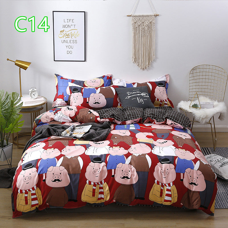 Cute Cartoon Pattern Soft Children'S Single Double Extra Large Quilt Cover And Pillowcase Set Pi-Mart