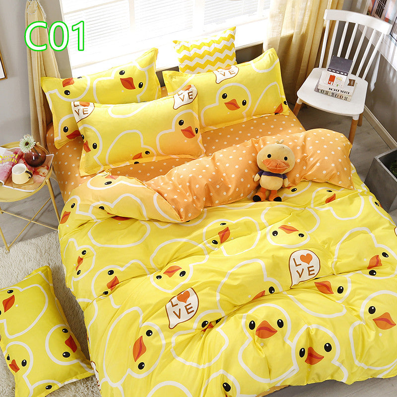 Cute Cartoon Pattern Soft Children'S Single Double Extra Large Quilt Cover And Pillowcase Set Pi-Mart