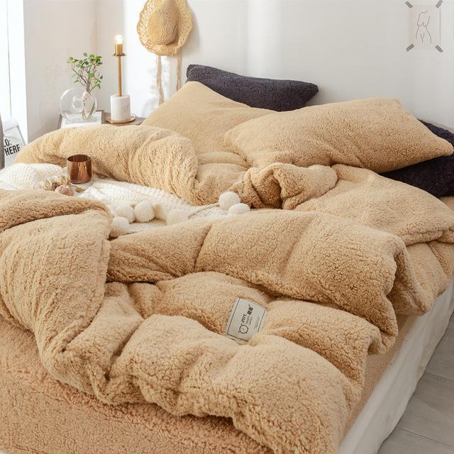 Quilt Cover Single Set 1.5m Net Red Coral Cashmere 1.8 Single Double Lamb Cashmere Pi-Mart