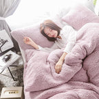 Quilt Cover Single Set 1.5m Net Red Coral Cashmere 1.8 Single Double Lamb Cashmere Pi-Mart
