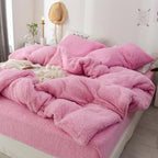 Quilt Cover Single Set 1.5m Net Red Coral Cashmere 1.8 Single Double Lamb Cashmere Pi-Mart