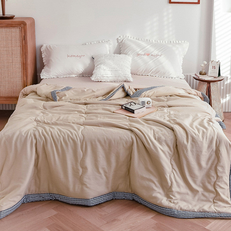 Pure Color Washed Cotton Summer Quilt Thin Quilt Air Conditioner Quilt Pi-Mart