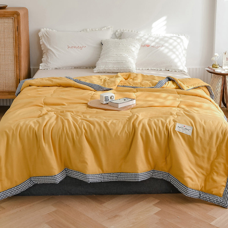 Pure Color Washed Cotton Summer Quilt Thin Quilt Air Conditioner Quilt Pi-Mart