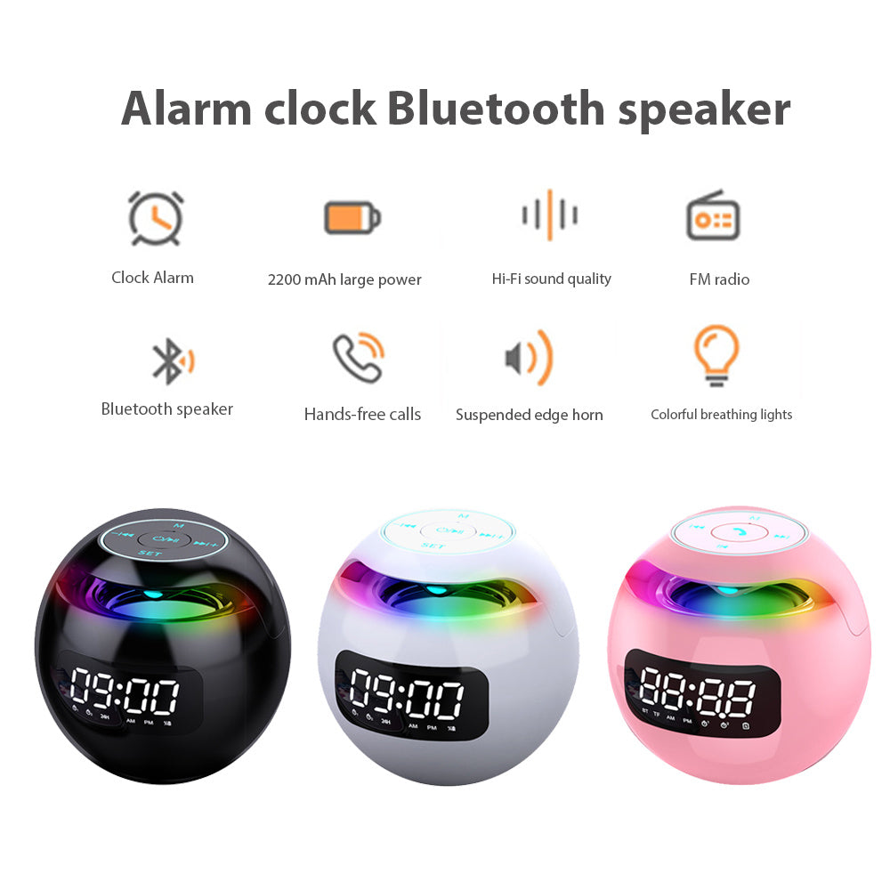 New Portable Wireless Alarm Clock Bluetooth Speaker Pi-Mart
