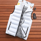 Vest Men'S Fashion Stand-Up Collar Autumn And Winter Warm Vest Heating Casual Trend Vest Men'S Silk Cotton Jacket Waistcoat