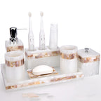 Light Luxury Shell Bathroom Decoration Accessories Toothbrush Holder Soap Dispenser Lotion Bottle Bathroom Supplies Wash Set 5.0