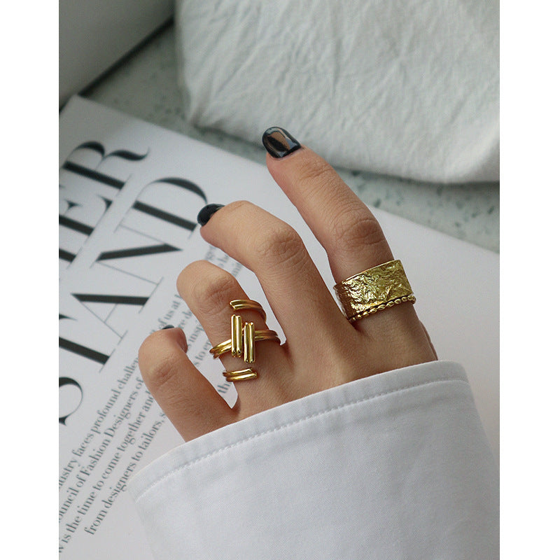 Light Luxury Artificial Texture Ring Female Silver Pi-Mart