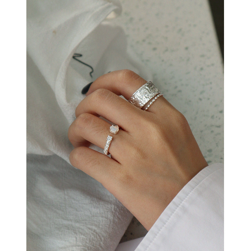 Light Luxury Artificial Texture Ring Female Silver Pi-Mart