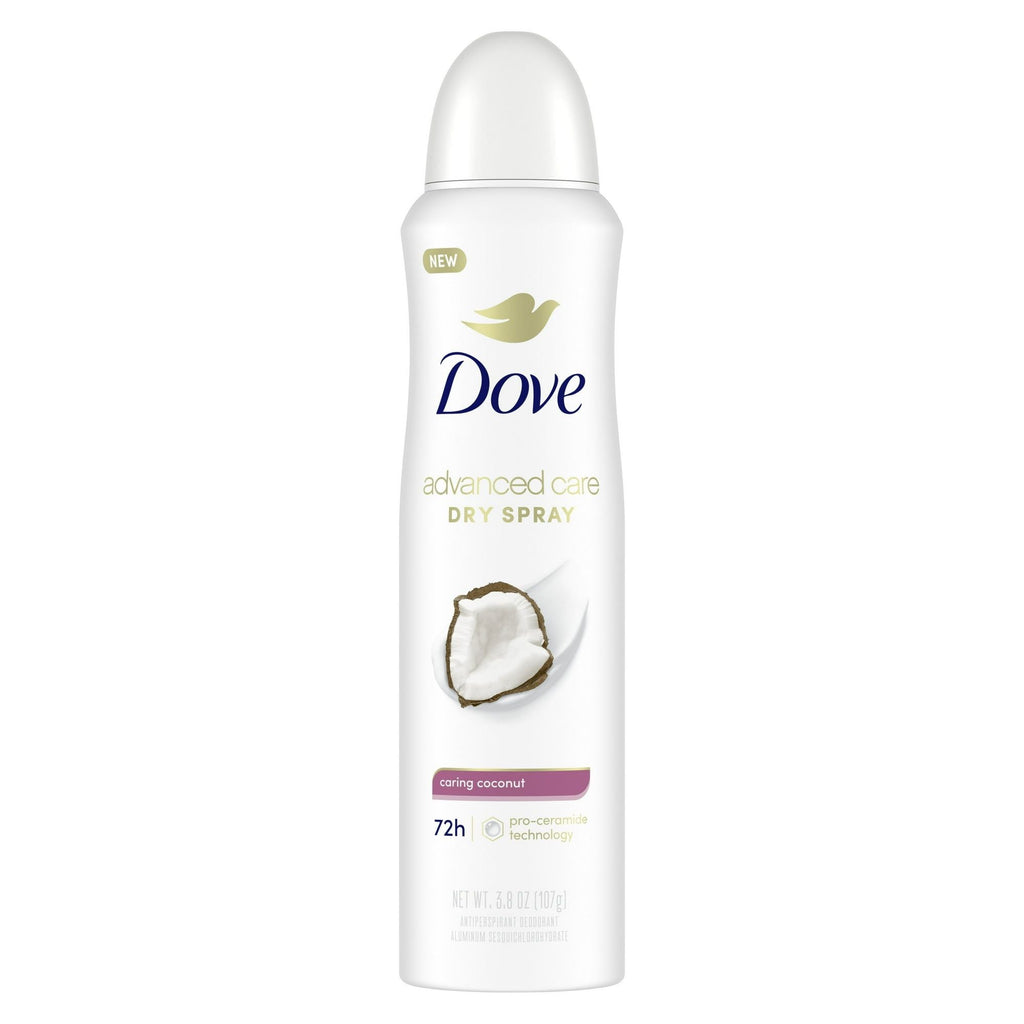 Dove Advanced Care Long Lasting Women's Antiperspirant Deodorant Dry Spray, Caring Coconut, 3.8 oz