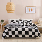 Simple Urban Geometric Plaid Printing Quilt Cover Threepiece Set Pi-Mart
