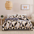 Simple Urban Geometric Plaid Printing Quilt Cover Threepiece Set Pi-Mart