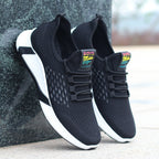 New Sports Shoes Men's Breathable Casual Mesh Shoes Comfort Increase Lace-up Non-slip Low-top Running Shoes Pi-Mart