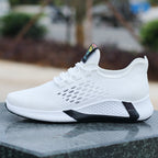 New Sports Shoes Men's Breathable Casual Mesh Shoes Comfort Increase Lace-up Non-slip Low-top Running Shoes Pi-Mart