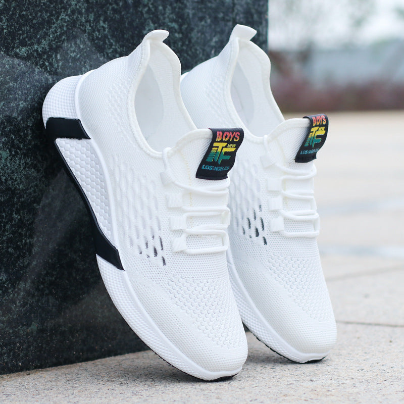 New Sports Shoes Men's Breathable Casual Mesh Shoes Comfort Increase Lace-up Non-slip Low-top Running Shoes Pi-Mart