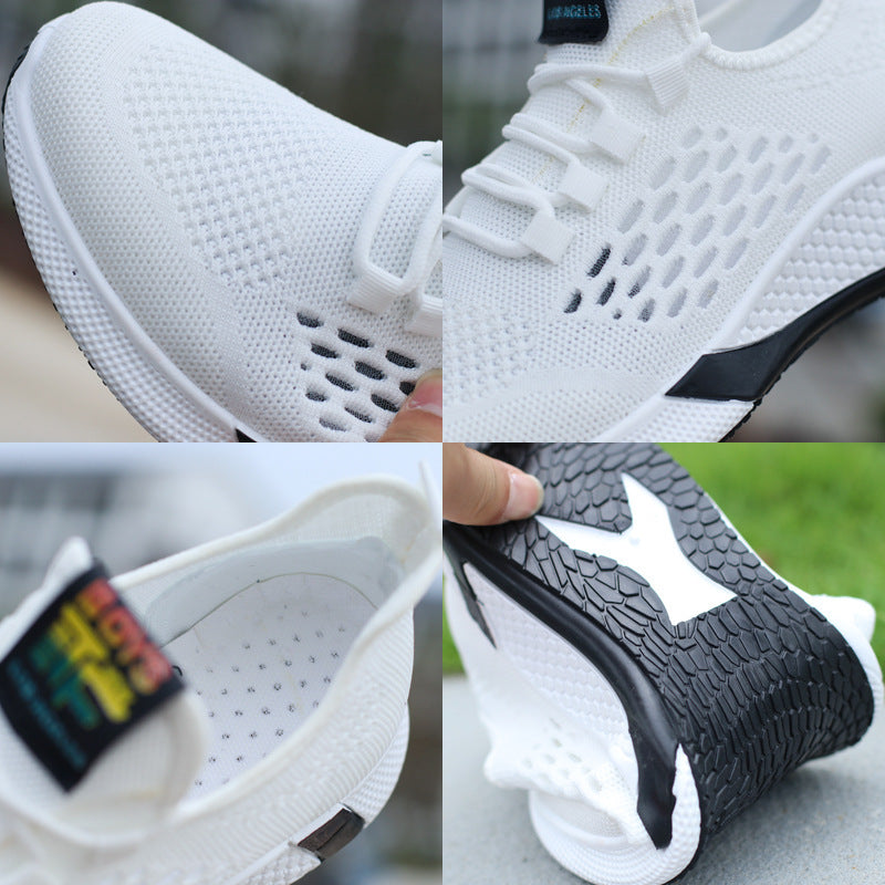 New Sports Shoes Men's Breathable Casual Mesh Shoes Comfort Increase Lace-up Non-slip Low-top Running Shoes Pi-Mart
