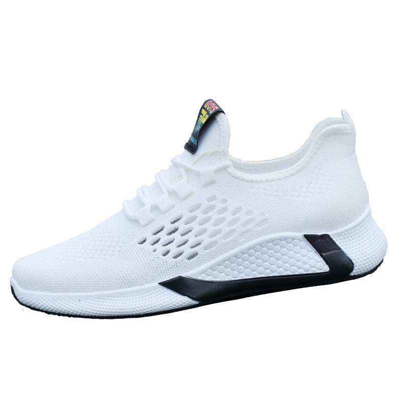 New Sports Shoes Men's Breathable Casual Mesh Shoes Comfort Increase Lace-up Non-slip Low-top Running Shoes Pi-Mart