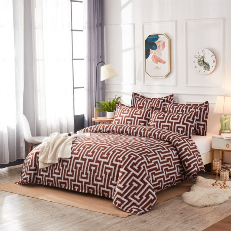 Scandinavian Style Geometric Li Luo 3D Three-piece Duvet Cover Sheet Printing Set