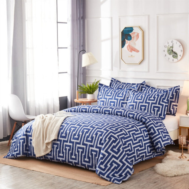 Scandinavian Style Geometric Li Luo 3D Three-piece Duvet Cover Sheet Printing Set