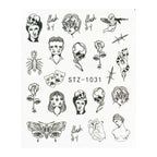 Ins Retro Face Black Line Nail Watermark Sticker French Art Nails Pi-Mart