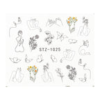 Ins Retro Face Black Line Nail Watermark Sticker French Art Nails Pi-Mart
