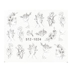 Ins Retro Face Black Line Nail Watermark Sticker French Art Nails Pi-Mart
