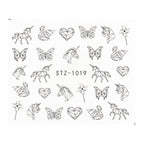 Ins Retro Face Black Line Nail Watermark Sticker French Art Nails Pi-Mart