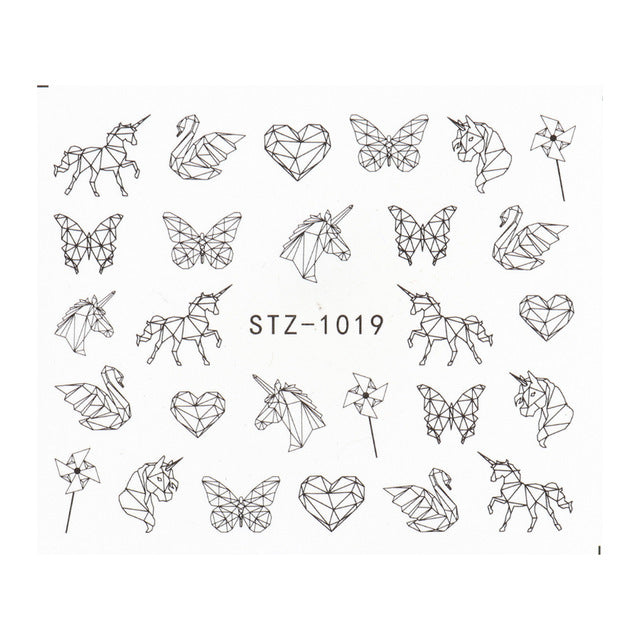 Ins Retro Face Black Line Nail Watermark Sticker French Art Nails Pi-Mart