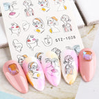Ins Retro Face Black Line Nail Watermark Sticker French Art Nails Pi-Mart