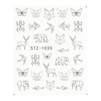 Ins Retro Face Black Line Nail Watermark Sticker French Art Nails Pi-Mart