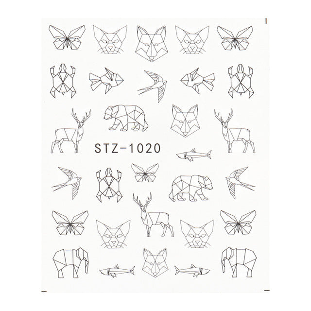Ins Retro Face Black Line Nail Watermark Sticker French Art Nails Pi-Mart