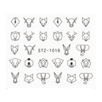 Ins Retro Face Black Line Nail Watermark Sticker French Art Nails Pi-Mart