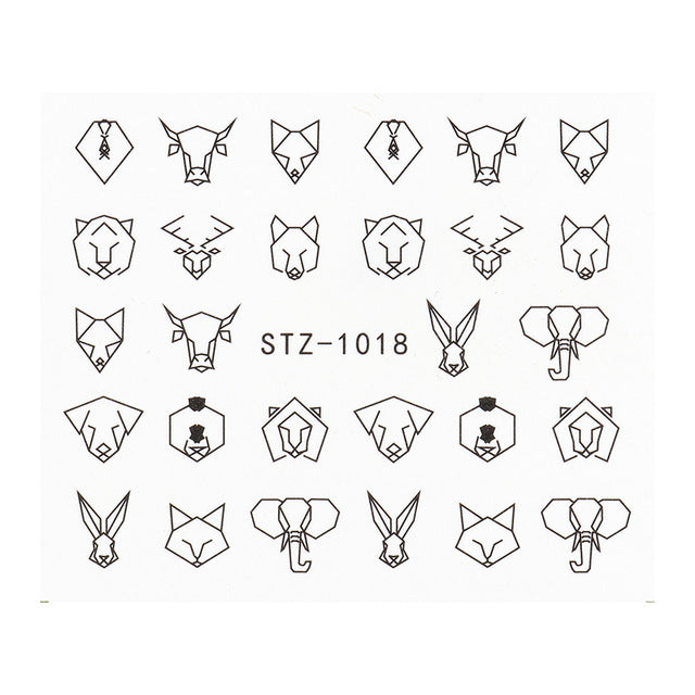 Ins Retro Face Black Line Nail Watermark Sticker French Art Nails Pi-Mart