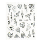 Ins Retro Face Black Line Nail Watermark Sticker French Art Nails Pi-Mart