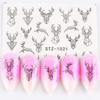 Ins Retro Face Black Line Nail Watermark Sticker French Art Nails Pi-Mart