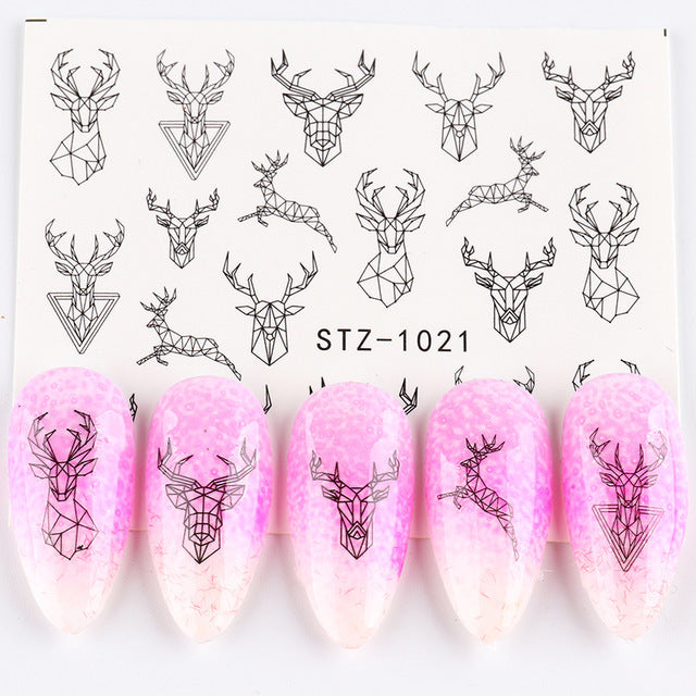Ins Retro Face Black Line Nail Watermark Sticker French Art Nails Pi-Mart