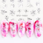 Ins Retro Face Black Line Nail Watermark Sticker French Art Nails Pi-Mart