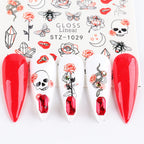 Ins Retro Face Black Line Nail Watermark Sticker French Art Nails Pi-Mart