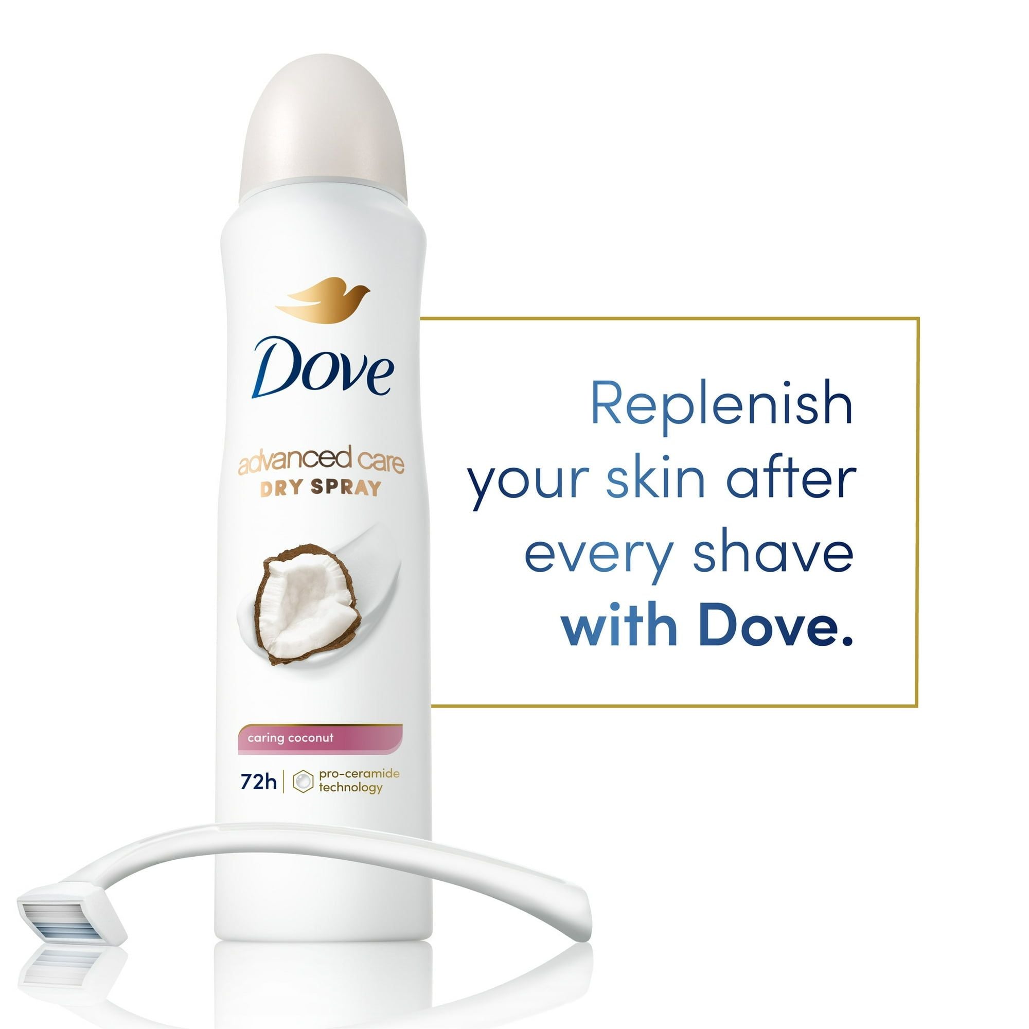 Dove Advanced Care Long Lasting Women's Antiperspirant Deodorant Dry Spray, Caring Coconut, 3.8 oz