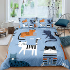 Cartoon Cat 3D High-definition Digital Printing Duvet Cover Cross-border Foreign Trade Amazon Wish Three-piece Bedding Set Pi-Mart