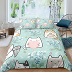 Cartoon Cat 3D High-definition Digital Printing Duvet Cover Cross-border Foreign Trade Amazon Wish Three-piece Bedding Set Pi-Mart