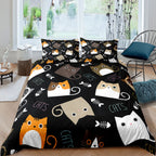 Cartoon Cat 3D High-definition Digital Printing Duvet Cover Cross-border Foreign Trade Amazon Wish Three-piece Bedding Set Pi-Mart