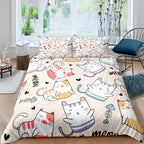 Cartoon Cat 3D High-definition Digital Printing Duvet Cover Cross-border Foreign Trade Amazon Wish Three-piece Bedding Set Pi-Mart
