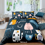 Cartoon Cat 3D High-definition Digital Printing Duvet Cover Cross-border Foreign Trade Amazon Wish Three-piece Bedding Set Pi-Mart