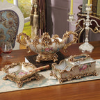 European-style Fruit Plate Three-piece Coffee Table Decoration Ashtray Tissue Box Set Pi-Mart