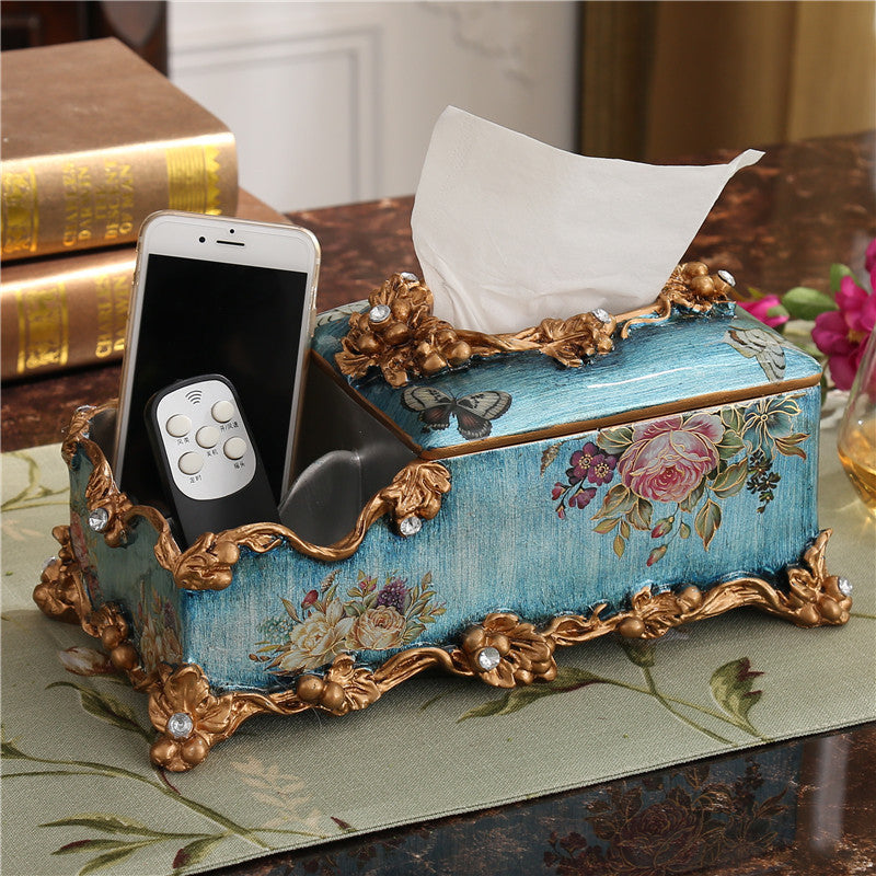 European-style Fruit Plate Three-piece Coffee Table Decoration Ashtray Tissue Box Set Pi-Mart
